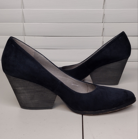 Eileen Fisher Hawk Suede Business Office Block Wedge Heel Pointed Toe Pumps 8.5 - Picture 7 of 15